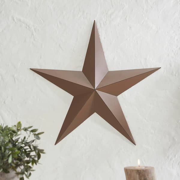 1-Piece 24 in. x 24 in. Rust Brown Distressed Metal Star Wall Decor