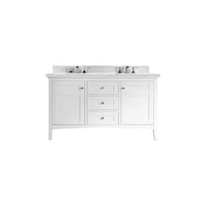 Palisades 60.0 in. W x 23.5 in. D x 35.3 in. H Bathroom Vanity in Bright White with Ethereal Noctis Quartz Top