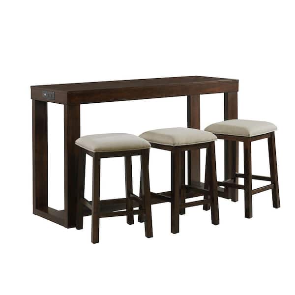 Drew 4-Piece Dark Walnut Bar Table Set