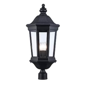 Westfield 3-Light Black Outdoor Lamp Post Light Fixture with Clear Glass