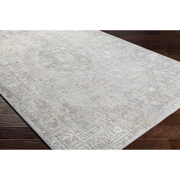 Carmel Light Gray Traditional Border 8 ft. x 12 ft. Area Rug