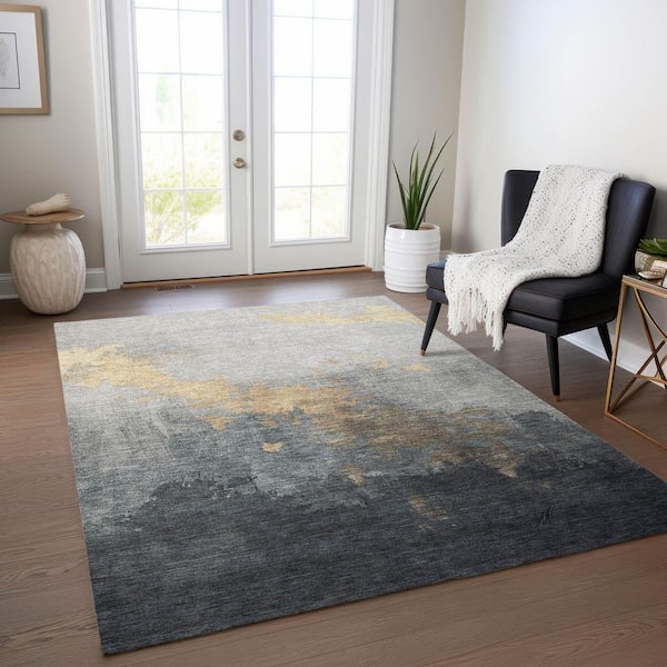 Chantille Machine Washable Indoor/Outdoor Abstract ACN1881 Gold 8 ft. x 10 ft. Accent Rug