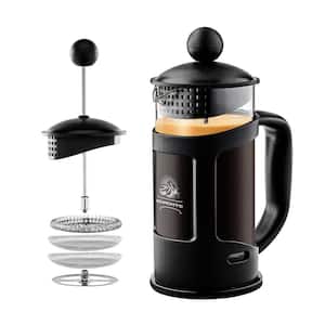 3-Cup Black French Press Cafetire Coffee and Tea Maker with Heat-Resistant Glass, FREE Measuring Scoop