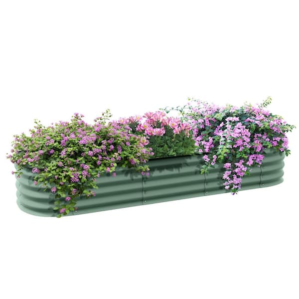 Unbranded 6.4 x 2 x 1 ft. Galvanized Steel Raised Garden Bed, Outdoor Planter Box with Safety Edging for Flowers and Vegetables