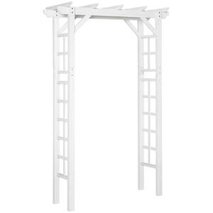 55 in. x 84.5 in. White Wood Garden Trellis with Trellis Wall