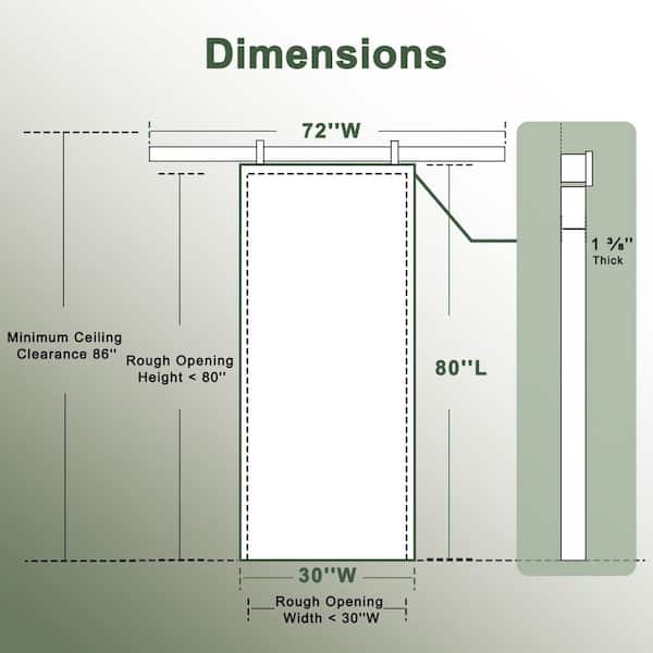 30 in. x 80 in. 5 Lite Tempered Frosted Glass White Primed Glass Sliding Barn Door with Hardware Kit