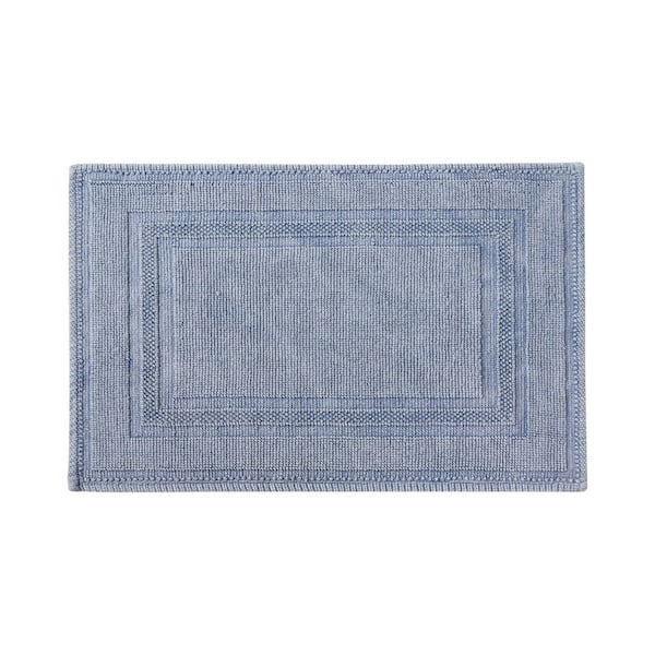 Jean Pierre Stonewash Racetrack Washed Blue 17 in. x 24 in. Cotton Rectangular Bath Rug