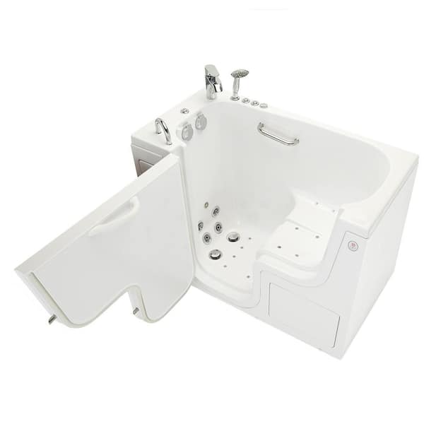 Wheelchair Transfer26 52 in. Walk-In Whirlpool and Air Bath Bathtub in White, Fast Fill Faucet,Heated Seat,LH Dual Drain