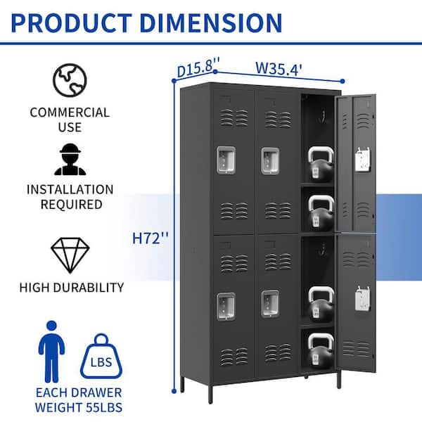 Damodpoy 35.43 in. W x 71.97 in. H x 15.75 in. D 6 Door Metal