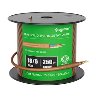 250 ft. 18/6 Brown Solid Bare Copper CMR/CL3R Thermostat Wire