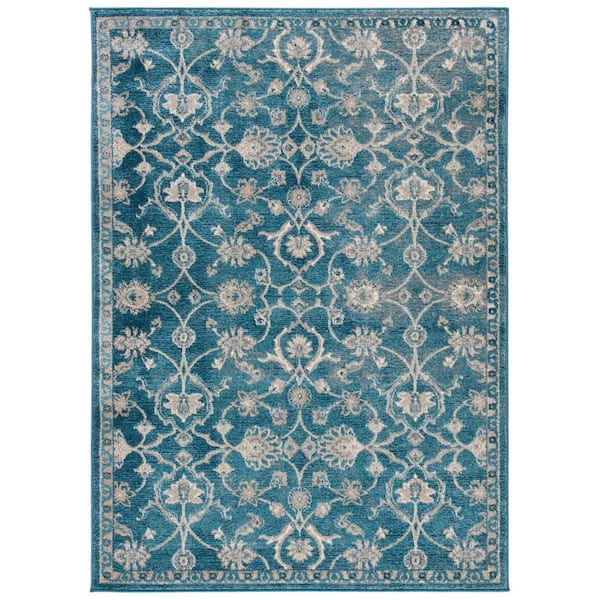 SAFAVIEH Sofia Blue/Beige 5 ft. x 8 ft. Floral Area Rug