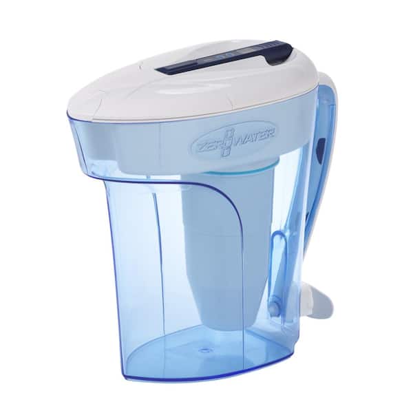 Zero Water 12-Cup Filtered Pitcher Ready-Pour Pitcher Water Filter Pitcher in blue with Filtration System