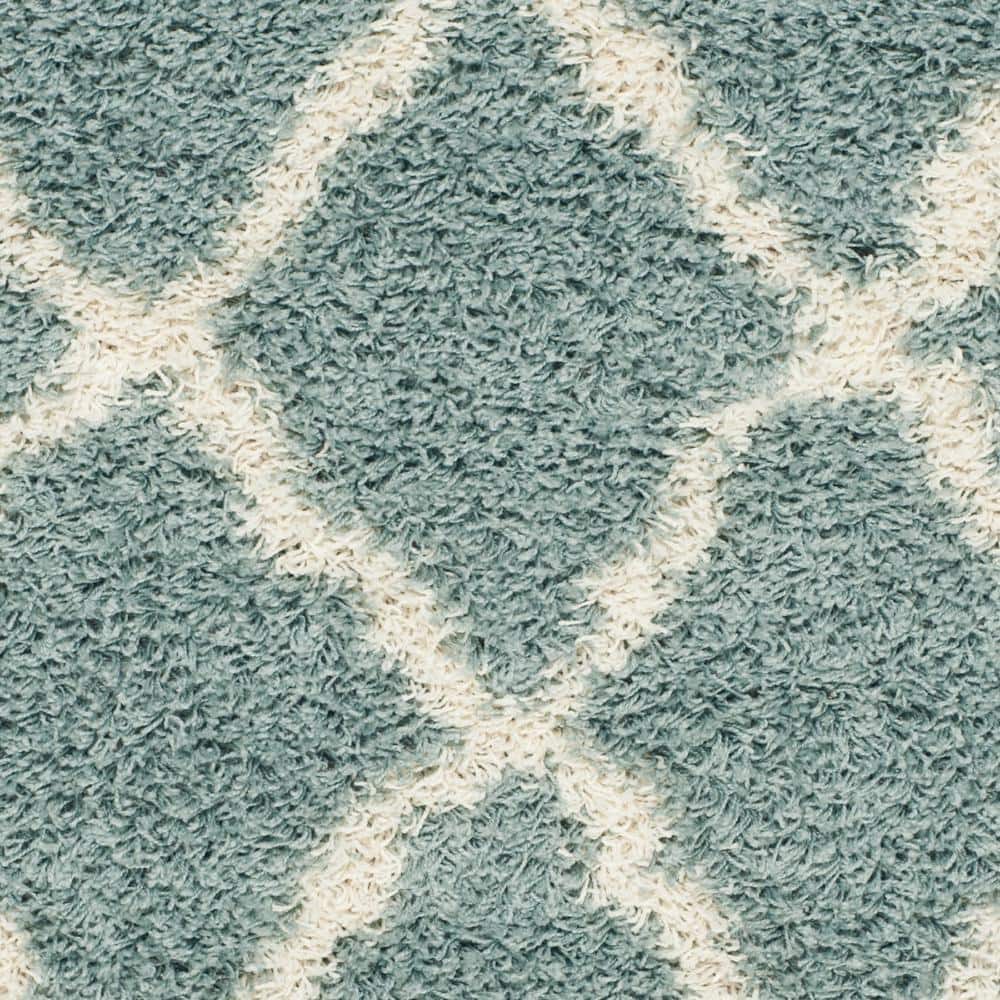 Seafoam and Ivory High Pile Shag Area Rug