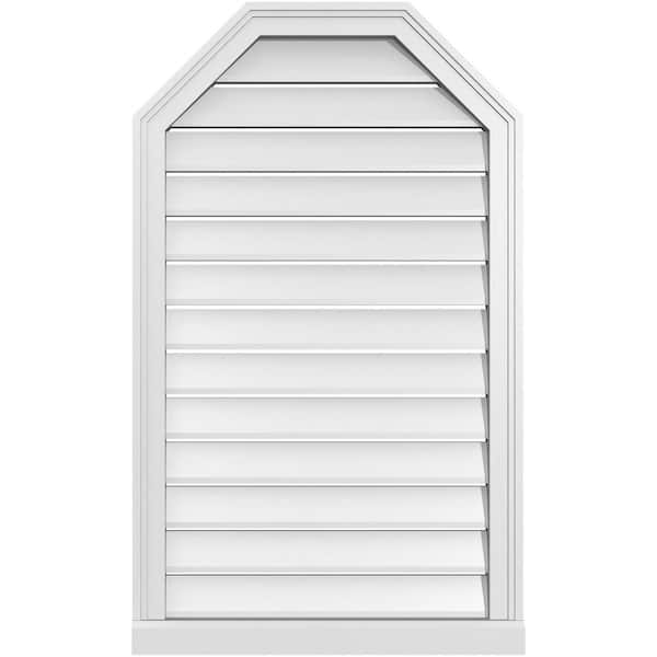 Ekena Millwork 24 in. x 40 in. Octagonal Top Surface Mount PVC Gable Vent: Functional with Brickmould Sill Frame