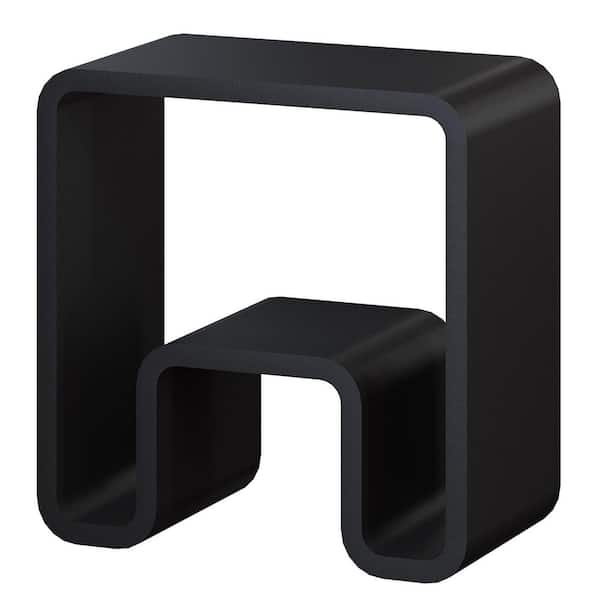16.5 in W Freestanding Shower Seat in Matte Black, Widened Leg Design Solid Surface Stool