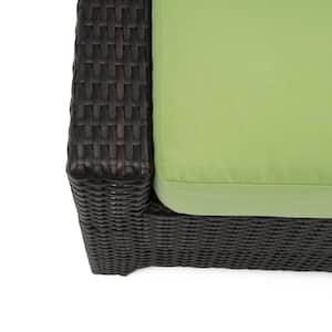Deco 8-Piece All Weather Wicker Patio Sofa and Club Chair Deep Seating Set with Sunbrella Ginkgo Green Cushions