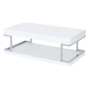 Aspers 48 in. White 17-Rectangle MDF Top Coffee Table (1-Piece)