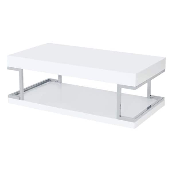 Acme Furniture Aspers 48 in. White 17-Rectangle MDF Top Coffee Table (1-Piece)