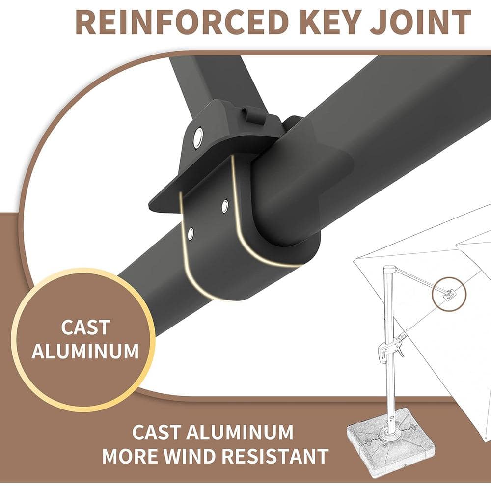 10 ft. Beige Aluminum Cantilever Patio Umbrella with 360° Rotation