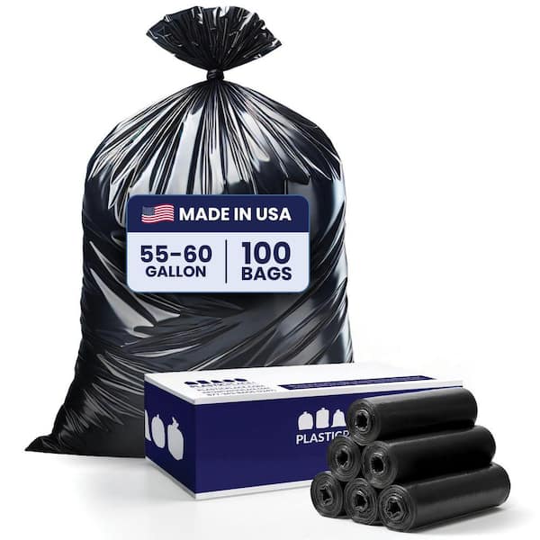 38 in x 58 in, 55-60 Gal. 1.0 mil Black Trash Bags (100-Case)