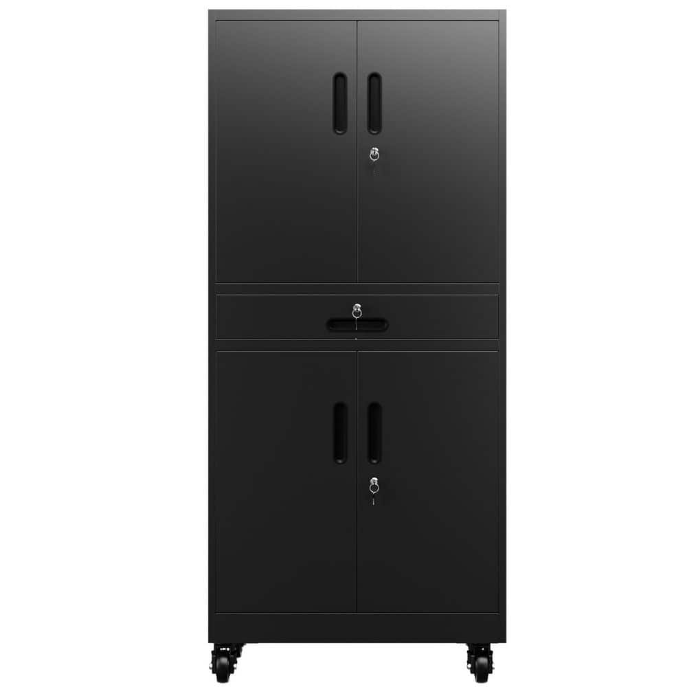 Rovelor 31.5 in. W x 71 in. H x 15.7 in. D Metal Garage Freestanding Cabinet in Black with Doors, Shelves and Drawer price history on PriceWatchPro