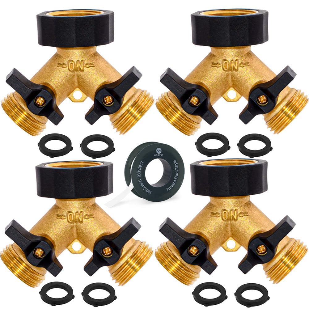 Heavy-Duty Brass and Rubber 2-Way Garden Hose Y Splitter, (4-Pack) price history on PriceWatchPro