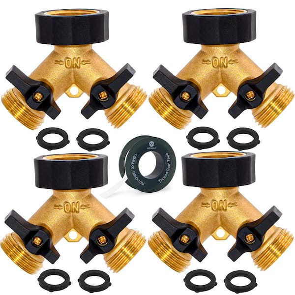 Morvat Heavy Duty Brass And Rubber 2 Way Garden Hose Y Splitter 4