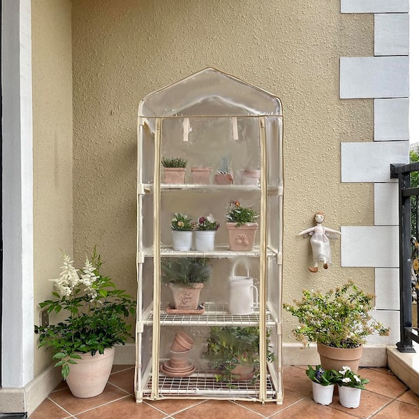 OGETFUUR 27 in. W x 19 in. D x 63 in. H 4-Tier Greenhouse, Indoor
