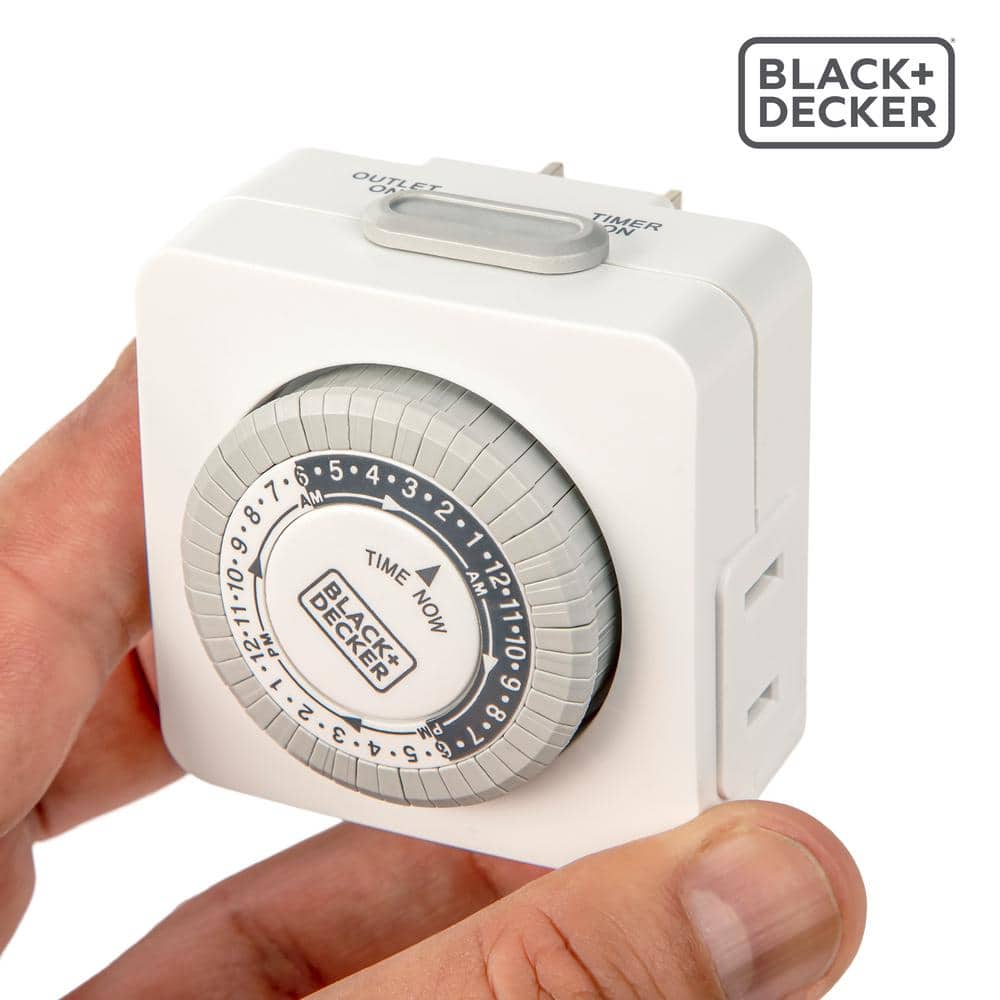 White and Gray Analog Indoor Programmable Timer, 2-Pack
