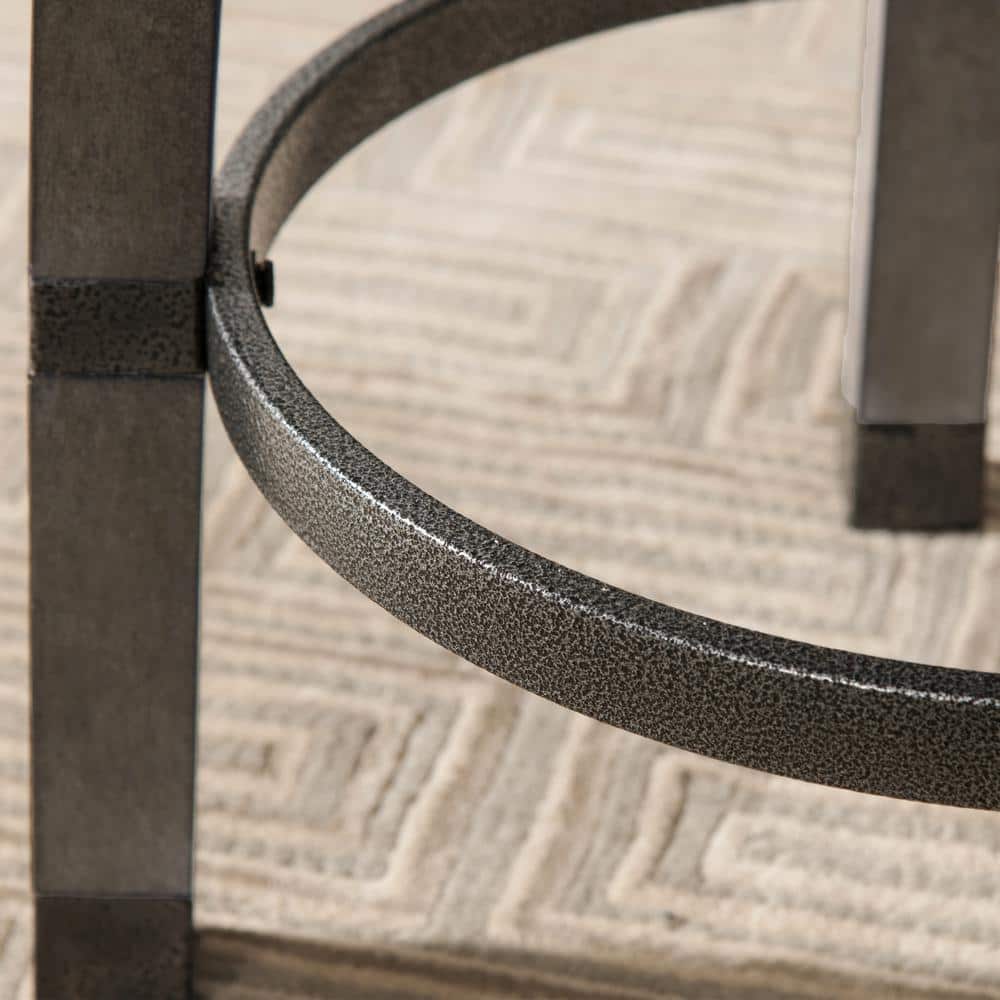 Graystone and Black Swivel Counter Stool with Faux Leather Seat