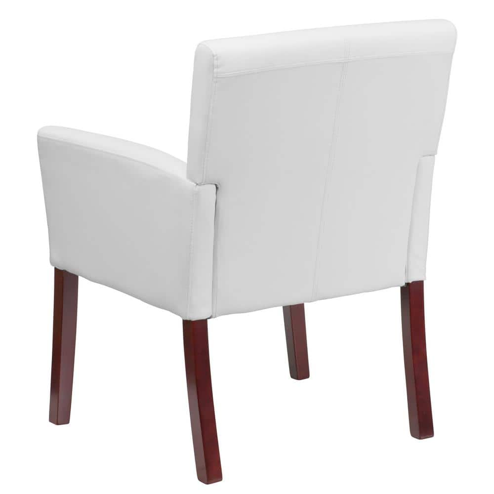 Taylor White LeatherSoft Executive Chair with Mahogany Wood Legs