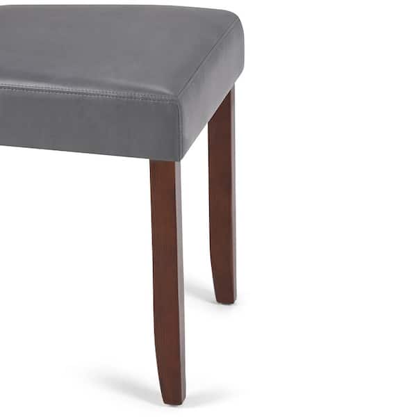 Acadian Transitional Parson Dining Chair in Stone Grey Faux Leather (Set of 2)