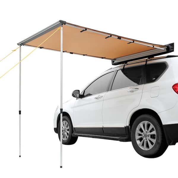 Car Side Awning Large 4.6 ft. x 6.6 ft. Shade Coverage Vehicle Awning PU 3000 mm UV 50+ Retractable Car Awning