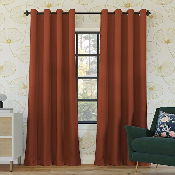 Sun Zero Oslo Theater Grade Terracotta Polyester Solid 52 in. W x 84 in. L Thermal Grommet Blackout Curtain