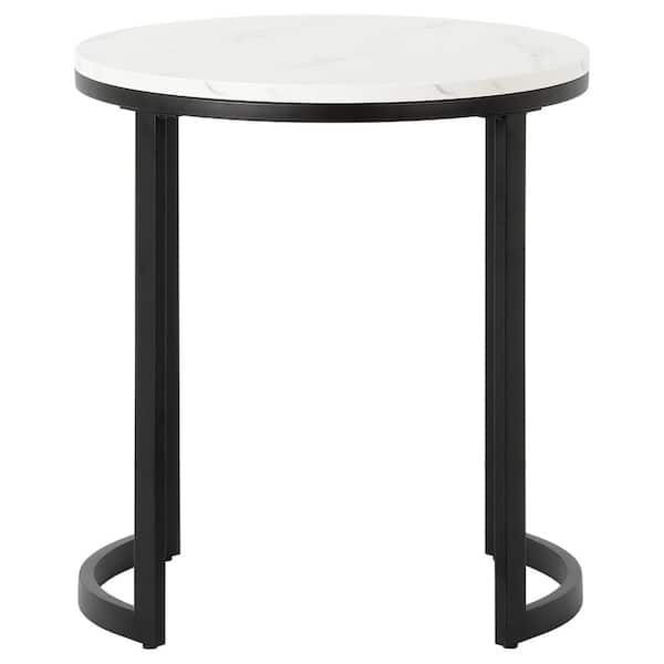 Meyer&Cross Mitera 20 in. Blackened Bronze Round Faux Marble Side Table