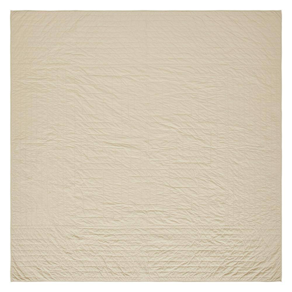 Navy and Beige Cotton Reversible Queen Quilt