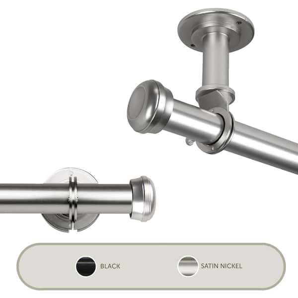 Rod Desyne Rosen Ceiling 66 in. - 120 in., 1 in. Dia Single Curtain Rod/ Room Divider in Satin Nickel
