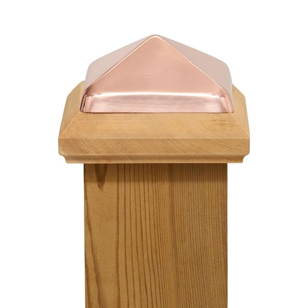 Protectyte 4 in. x 4 in. Post Cap - Traditional Slip Over Fence Post Cap with Copper Pyramid Untreated wood