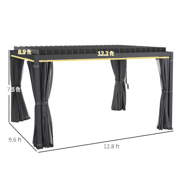 Outsunny 13 ft. x 10 ft. Dark Gray Outdoor Retractable