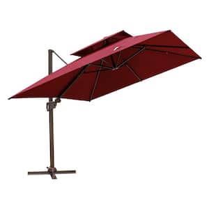 10 ft. Aluminum Cantilever Tilt Patio Umbrella in Red
