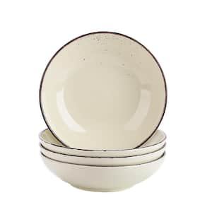 4-Piece Cream Ceramic Dinnerware Set Soup Plates Salad Pasta Bowls (Service for 4)