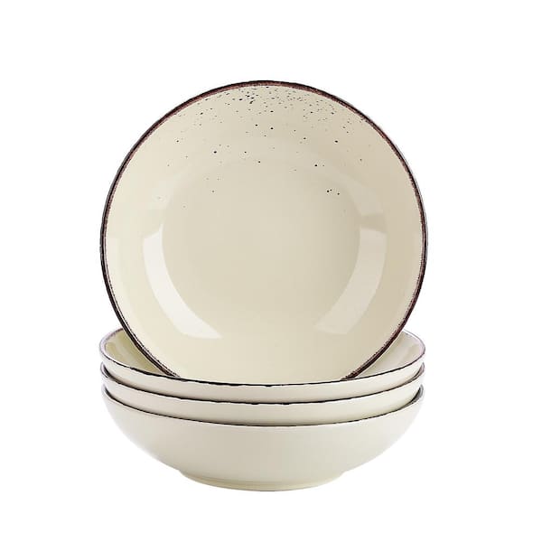vancasso 4-Piece Cream Ceramic Dinnerware Set Soup Plates Salad Pasta Bowls (Service for 4)