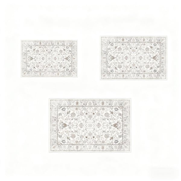 5 ft. x 7 ft. Blue Yellow Floral Washable Area Rug for Bedroom, Dining Room, Living Room