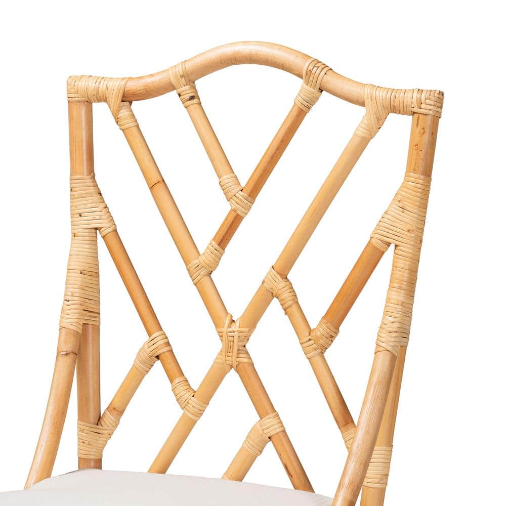 Sonia Handcrafted Rattan and Cane Natural White Chair
