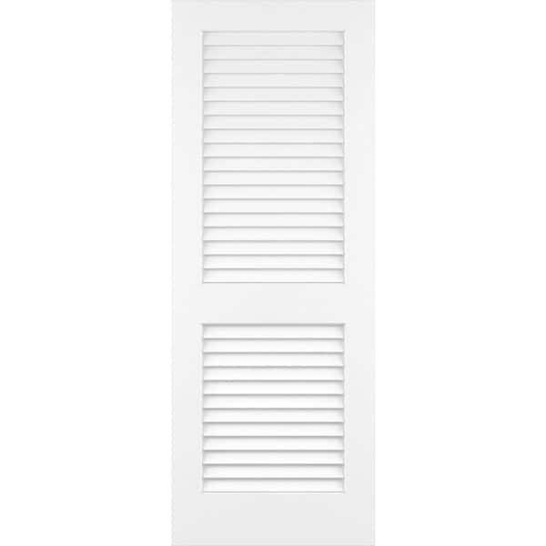 Plantation Louver/Louver Solid Core Primed Pine Wood Interior Door Slab