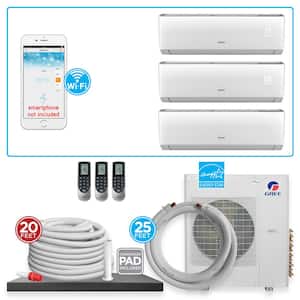 Gen3 Smart Home Triple-Zone 24,000 BTU 2 Ton Ductless Mini Split Air Conditioner & Heat Pump - 25 ft. Install Kit 230V