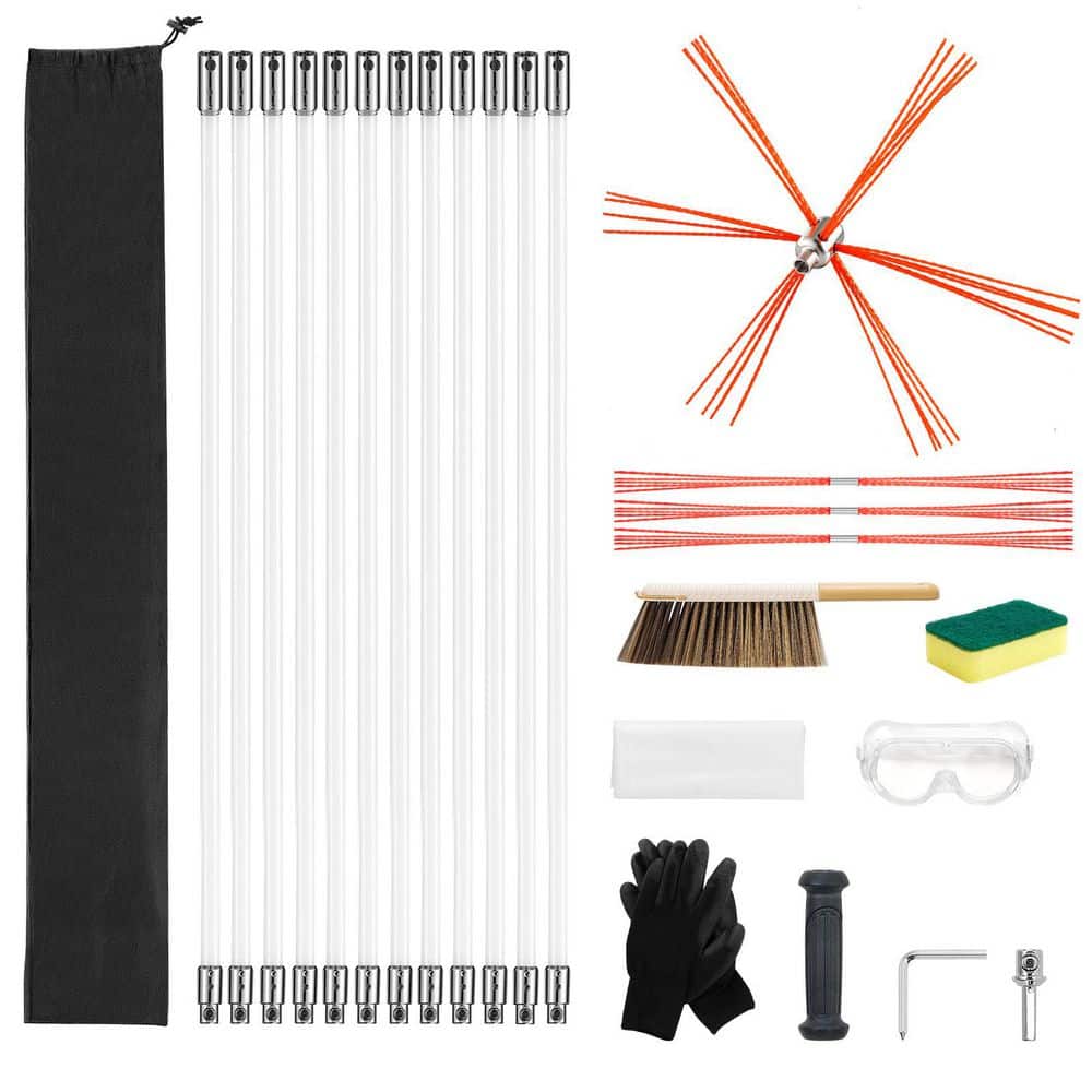 SKYSHALO Chimney Sweep Kit, 14-Piece 90° Cleaning Tool, 39 ft. Maximum ...