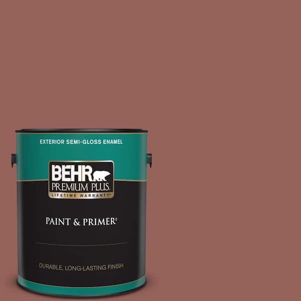 BEHR PREMIUM PLUS 1 gal. #ICC-73 Brick Hearth Semi-Gloss Enamel Exterior Paint & Primer