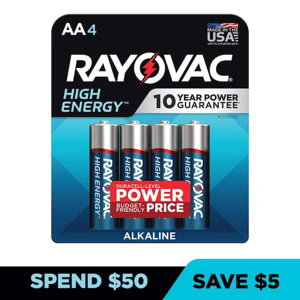 High Energy AA Batteries (4-Pack), Double A Alkaline Batteries