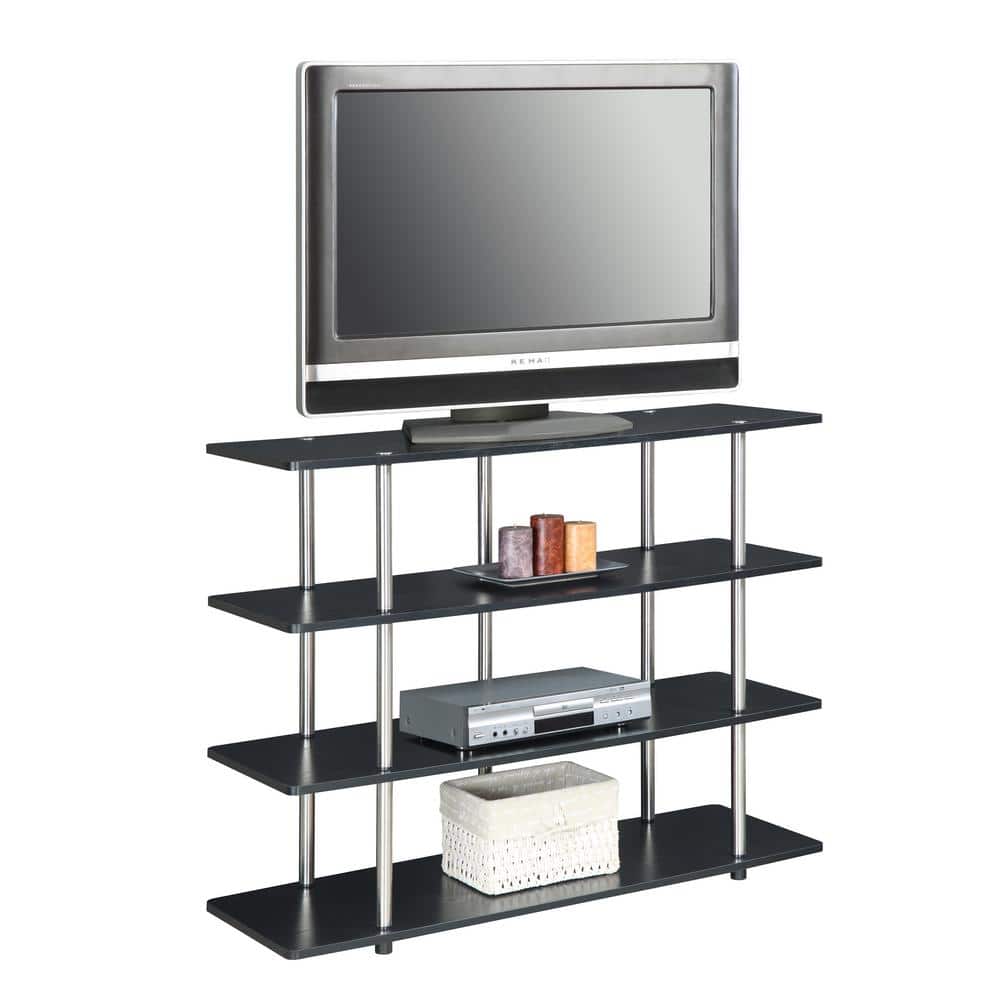 Designs2Go Highboy XL Black TV Stand with 4-Tier Shelving